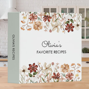 Classeur Recette de fleur sauvage vintage aquarelle personn