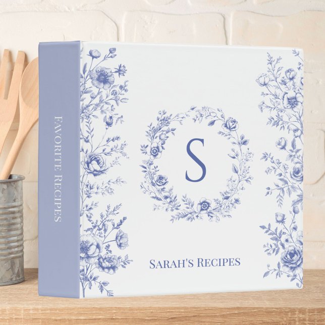 Classeur Recette de fleurs classiques bleu Monogram  (In situ)