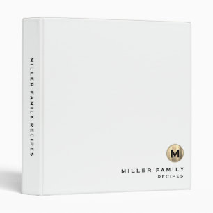 Classeur Recette de la famille initiale du monogramme blanc