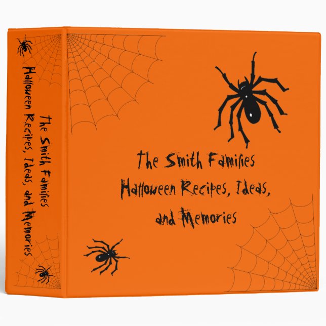 Classeur Recette de l'Araignée d'Halloween, idées et souven (Devant/Côté)