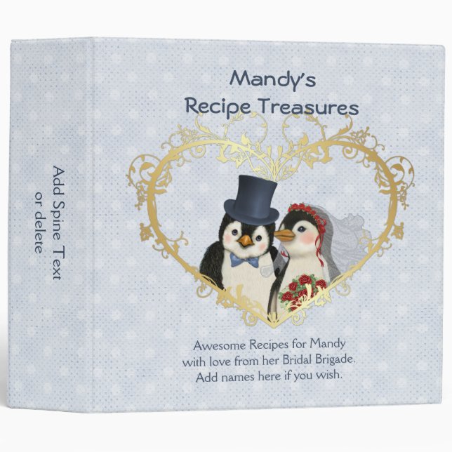 Classeur Recette de Mariage de pingouin Trésor (Devant/Côté)