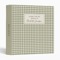 Recette de monogramme à carreaux gingham vert oliv