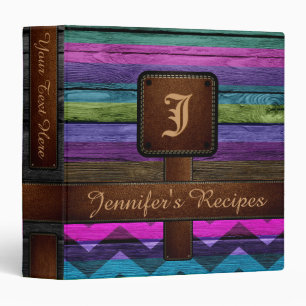 Classeur Recette de monogramme Chevron Retro Stripe #5