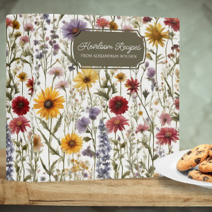 Classeur Recette de monogramme de champ de fleurs sauvages 