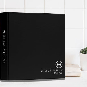 Classeur Recette de monogramme de famille noire minimale