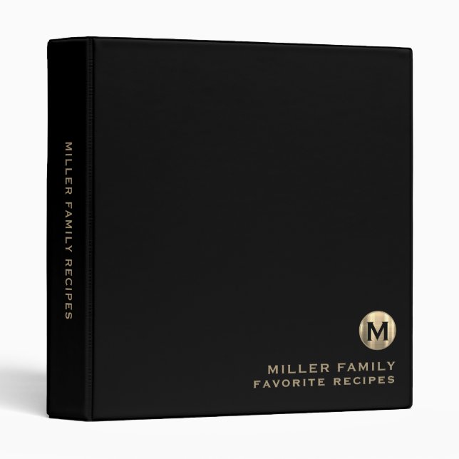 Classeur Recette de monogramme de la famille d'or noir pers (Devant/Côté)