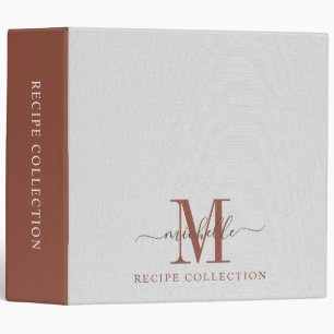 Classeur Recette de monogramme en terre cuite sur faux lin