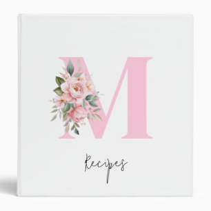 Classeur Recette de monogramme initial rose élégant moderne
