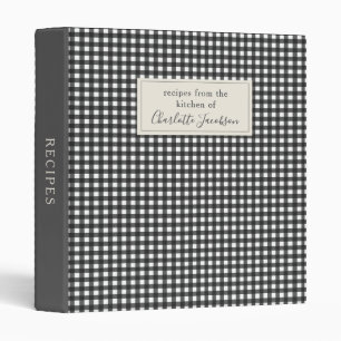 Classeur Recette de Monogramme plaqué noir blanc En vichy é