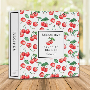 Classeur Recette de Motif de cerise personnalisée blanc