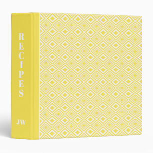 Classeur Recette de motif de diamant jaune et blanc de mono