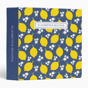 Classeur Recette de motifs floraux de citron bleu moderne