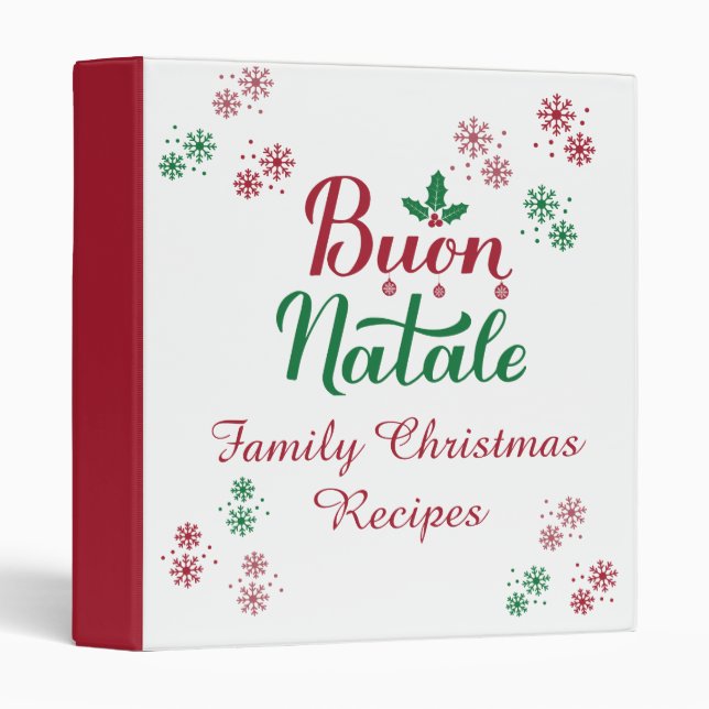 Classeur Recette de Noël italienne Buon Natale (Devant/Côté)