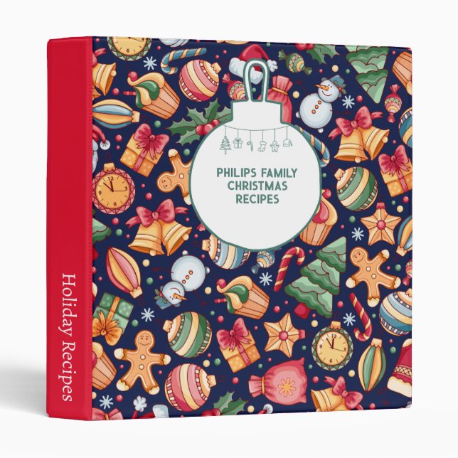 Classeur Recette de Noël Personnalisée pour la Famille 3 Ri (Devant/Côté)