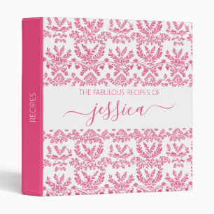 Classeur Recette de nom de script floral rose moderne minia