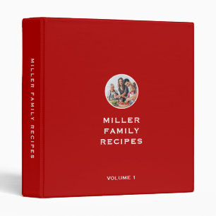 Classeur Recette de photo de famille rouge minimaliste