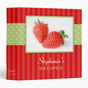 Classeur Recette de rayure de point de polka de fraises