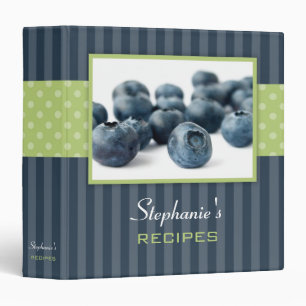 Classeur Recette de rayure de point de polka de myrtilles