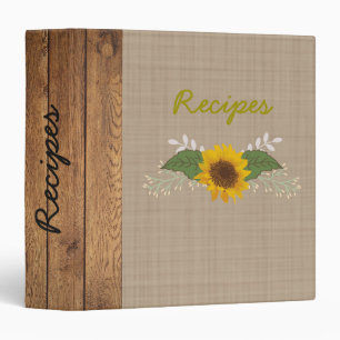 Classeur Recette de tournesol d'automne/classeur rustiques