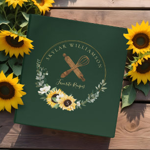 Classeur Recette de tournesol jaune en bois