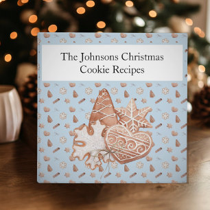Classeur Recette d'échange de biscuits de Noël bleu