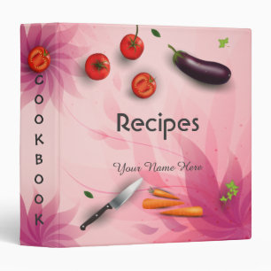 Classeur Recette des ustensiles de fleurs roses livre class