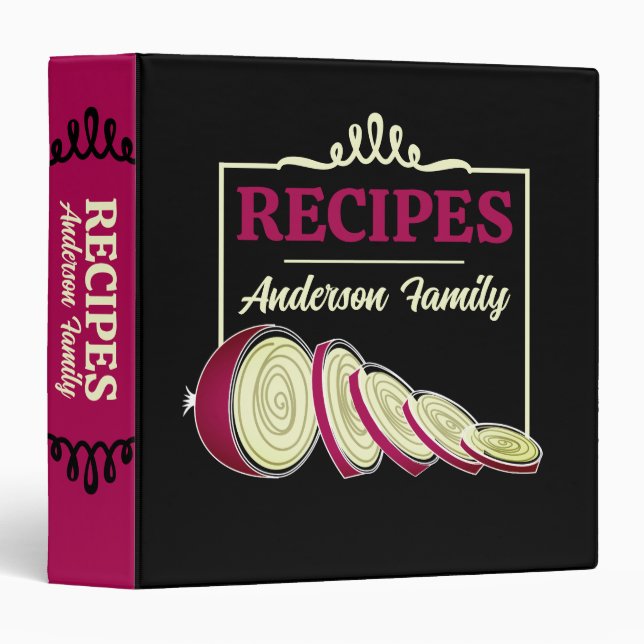 Classeur recette d'oignon rouge tranché rétro livre de cuis (Devant/Côté)
