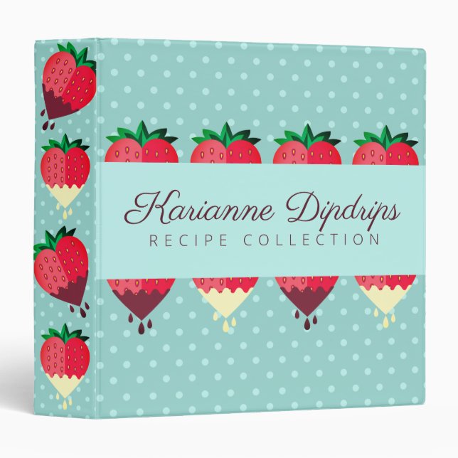 Classeur Recette du livre de cuisine aux fraises couvertes  (Devant/Côté)