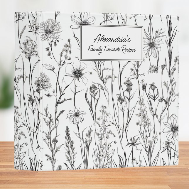 Classeur Recette du Monogramme Fleur sauvage (Créateur téléchargé)