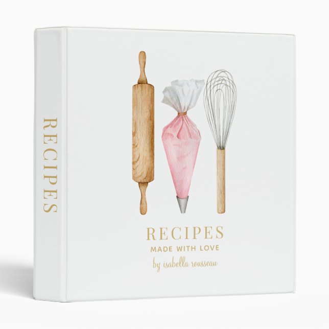 Classeur Recette d'ustensiles de cuisson personnalisés (Devant/Côté)