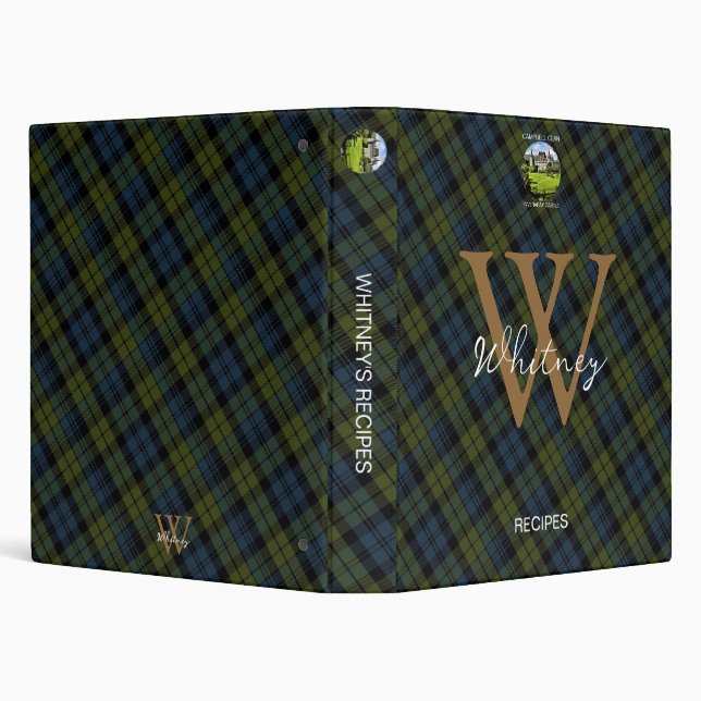 Classeur Recette élégante Campbell Clan Tartan Nom du monog (Arrière-plan)