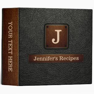 Classeur Recette élégante d'olive noire simili cuir