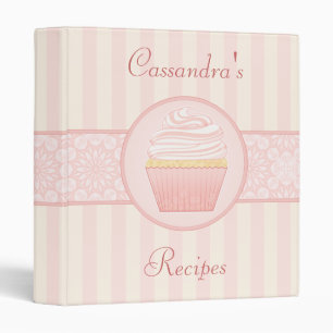 Classeur Recette élégante rose douce 1" de petit gâteau