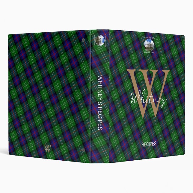 Classeur Recette élégante Sutherland Tartan Nom du monogram (Arrière-plan)
