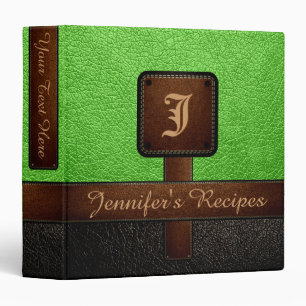 Classeur Recette élégante verte aspect cuir