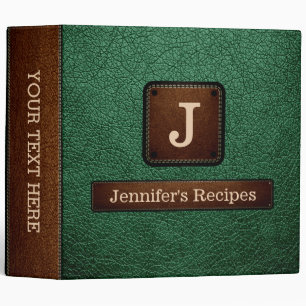 Classeur Recette élégante verte simili cuir