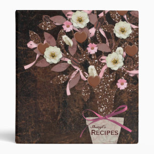 Classeur Recette en cuir éraillée de brun de rose de