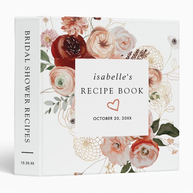 Classeur Recette Fête des mariées de fleurs d'automne (Devant/Côté)