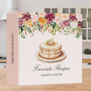 Classeur Recette Fleurale de Roses Colorées Aquarelle