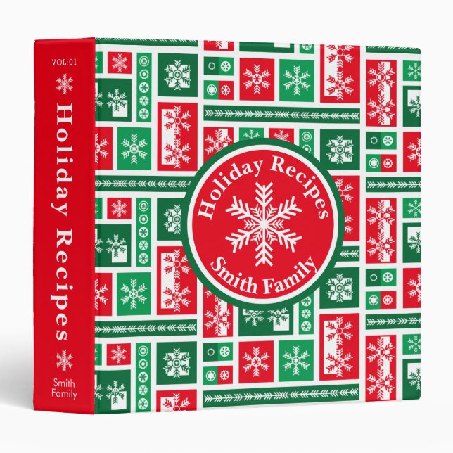 Classeur Recette Flocon de neige de Noël (Devant/Côté)