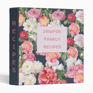 Classeur Recette florale élégante personnalisée
