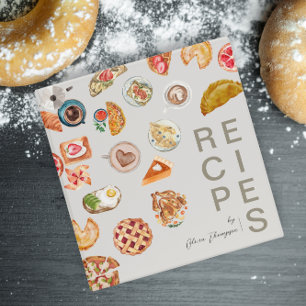 Classeur Recette grisâtre illustrée