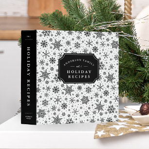 Classeur Recette hiver Snowfall Black & White Holiday Recet