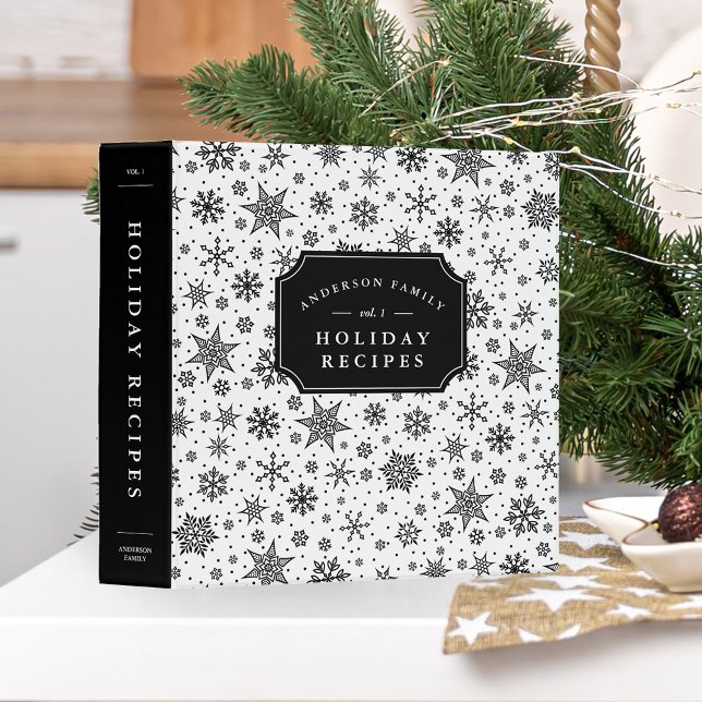 Classeur Recette hiver Snowfall Black & White Holiday Recet (Créateur téléchargé)