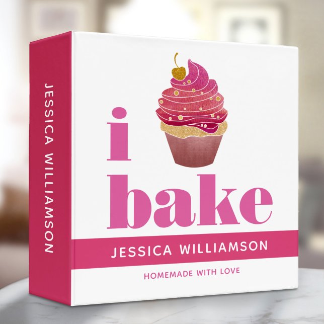 Classeur Recette livre de cuisine Cupcake rose rouge or Bak (Créateur téléchargé)
