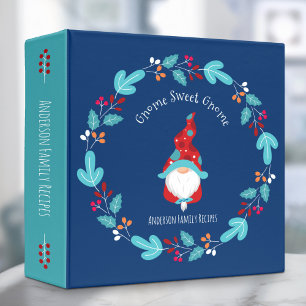 Classeur Recette Livre de cuisine Gnome Floral Wreath Blue
