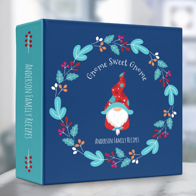 Classeur Recette Livre de cuisine Gnome Floral Wreath Blue (Choose from 3 color combos! Check out coordinating collection below.)