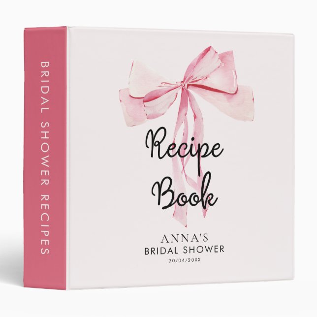 Classeur Recette Livre Fête des mariées Bow rose (Devant/Côté)