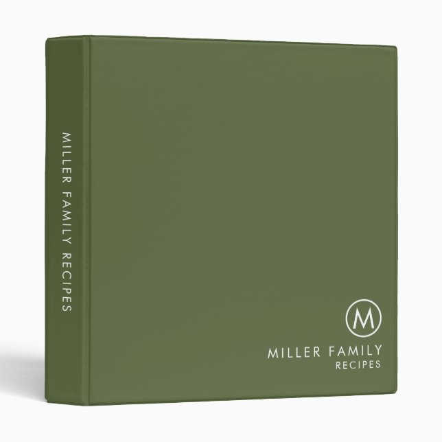 Classeur Recette minimale stylish Famille d'olivier Monogra (Devant/Côté)