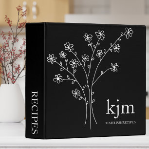 Classeur Recette minimaliste de monogramme noir et blanc